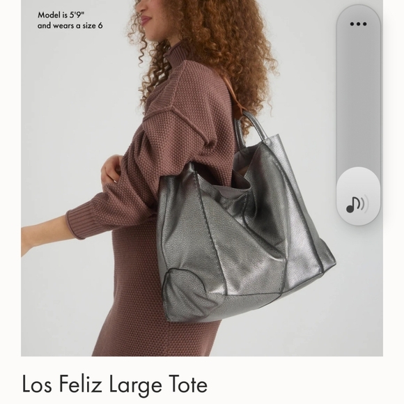 The Sak Metallic Silver Tote with Tan Handles, Los Feliz Large Tote, Never Used! - Picture 9 of 9